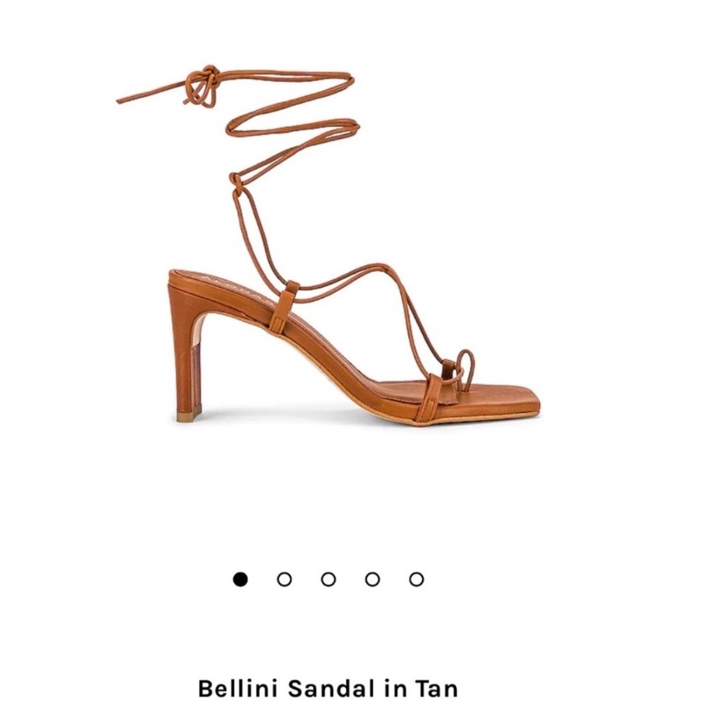 Alohas Revolve Bellini Tan Leather Strappy Lace Up Block Heel Sandal Size 37 6.5